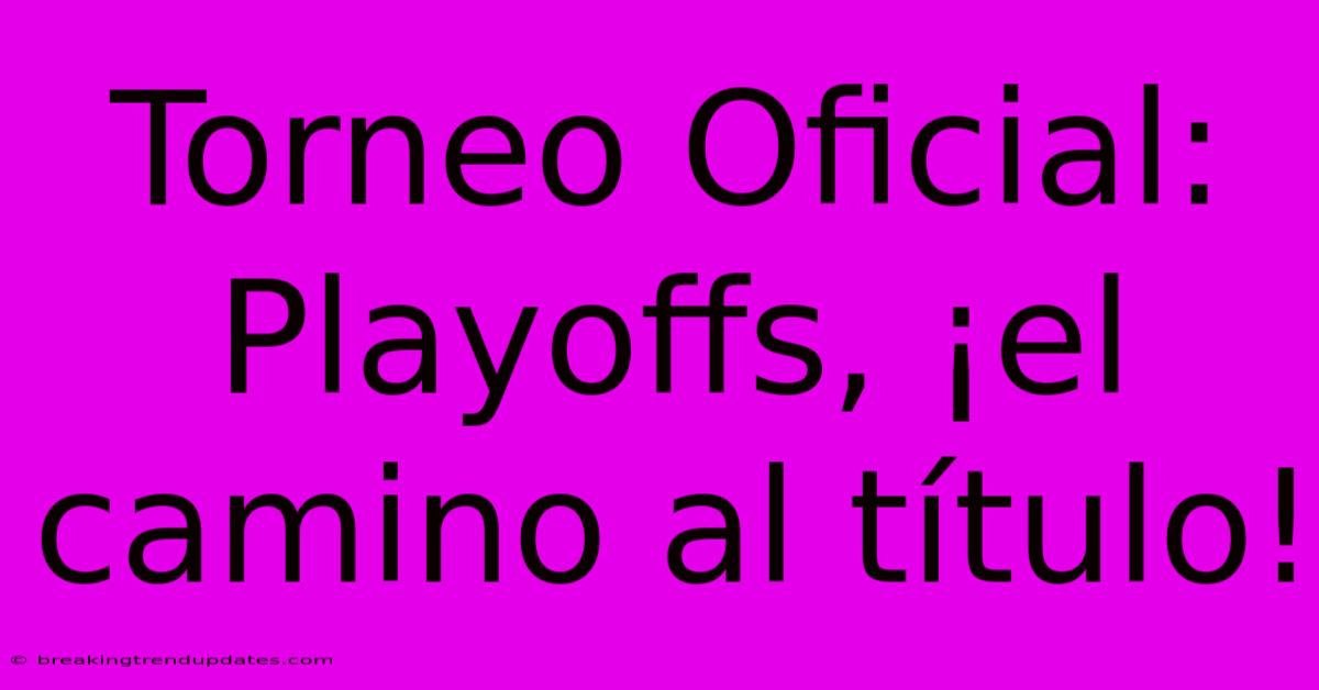 Torneo Oficial: Playoffs, ¡el Camino Al Título!