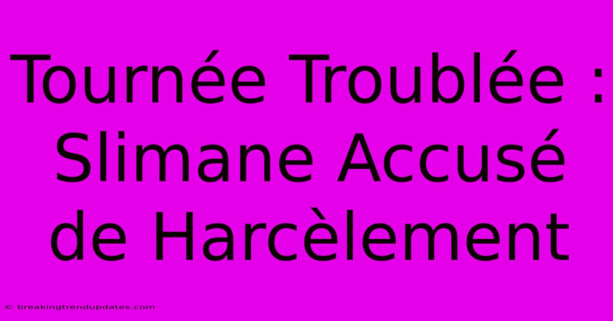 Tournée Troublée : Slimane Accusé De Harcèlement 