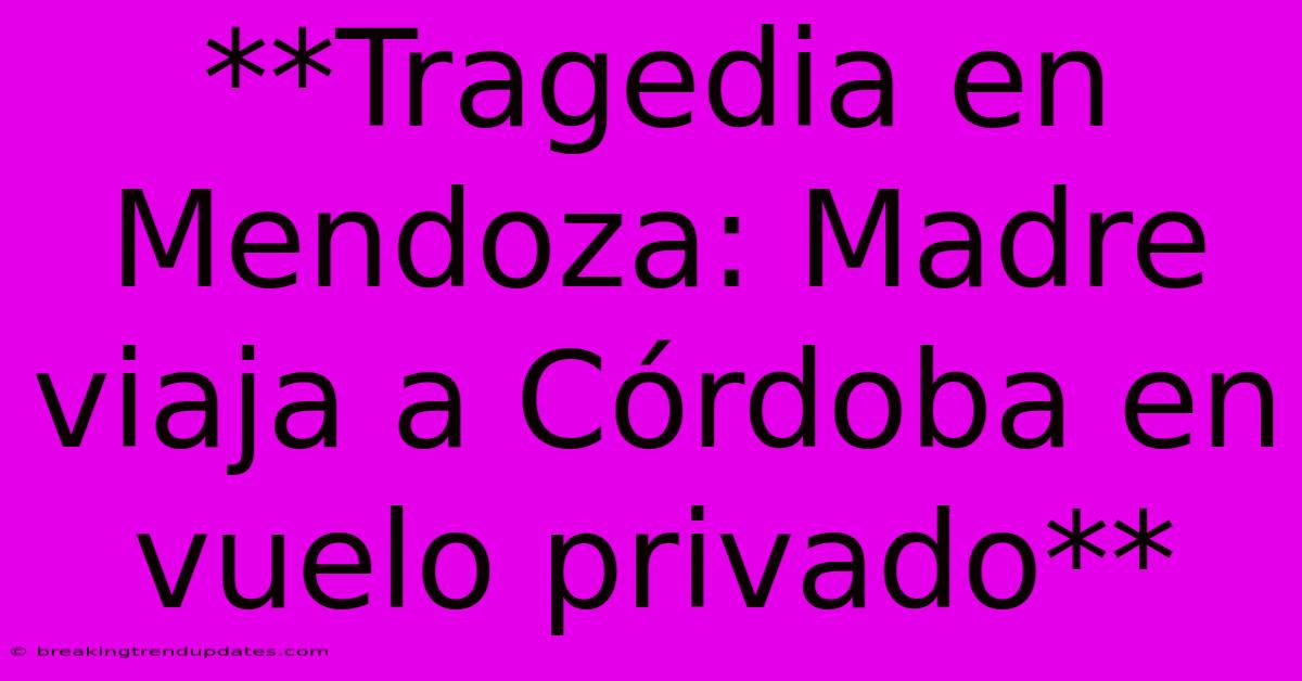 **Tragedia En Mendoza: Madre Viaja A Córdoba En Vuelo Privado** **Tragedia En Mendoza: Madre Viaja A Córdoba En Vuelo Privado**