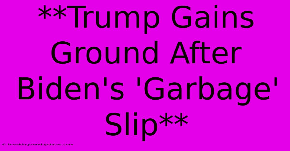 **Trump Gains Ground After Biden's 'Garbage' Slip**