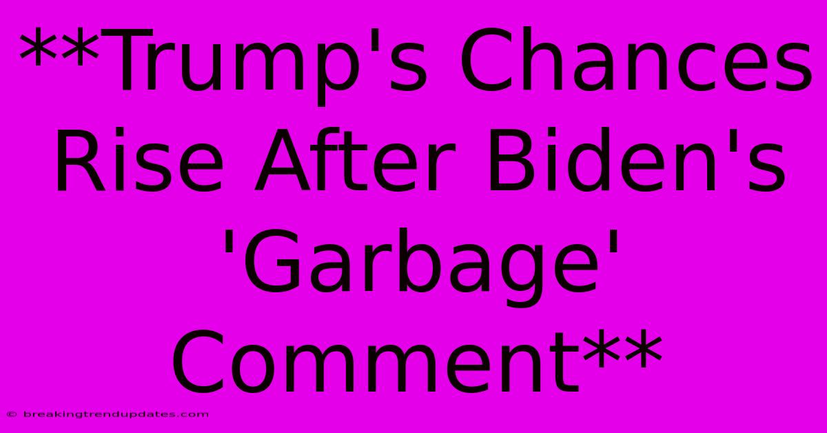 **Trump's Chances Rise After Biden's 'Garbage' Comment**