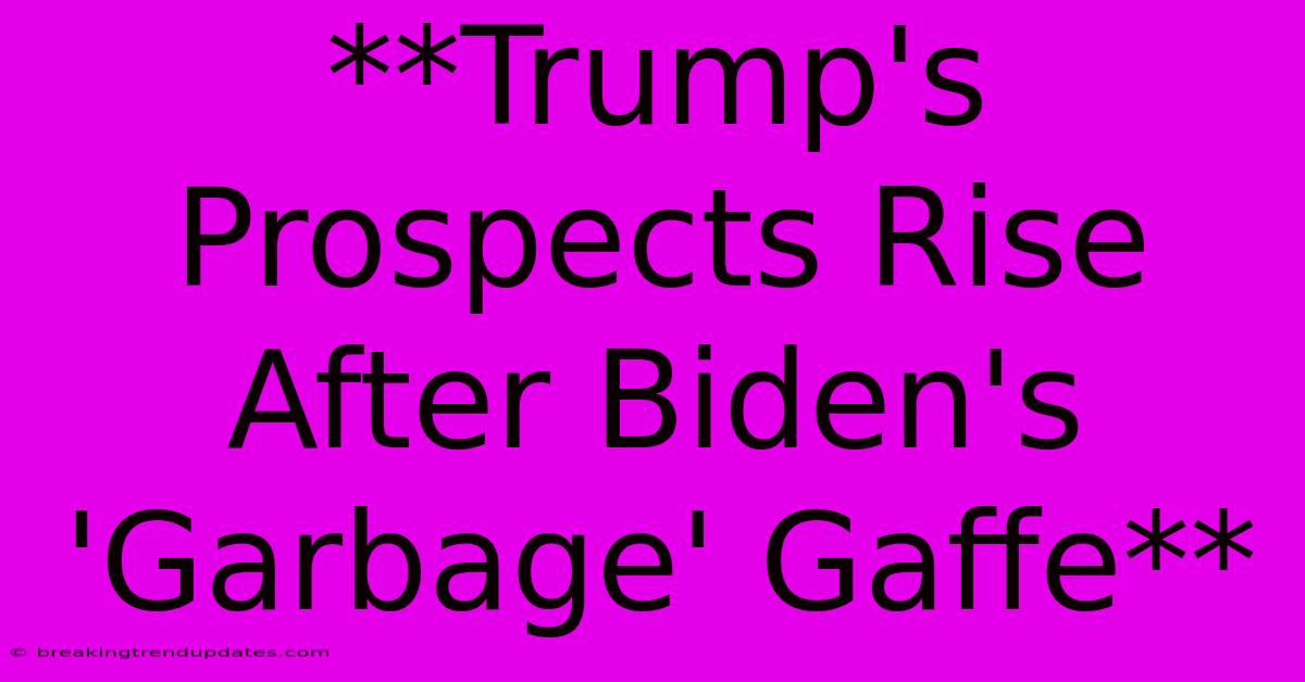 **Trump's Prospects Rise After Biden's 'Garbage' Gaffe** 