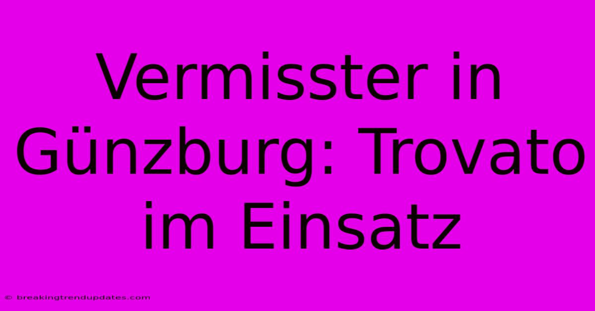 Vermisster In Günzburg: Trovato Im Einsatz