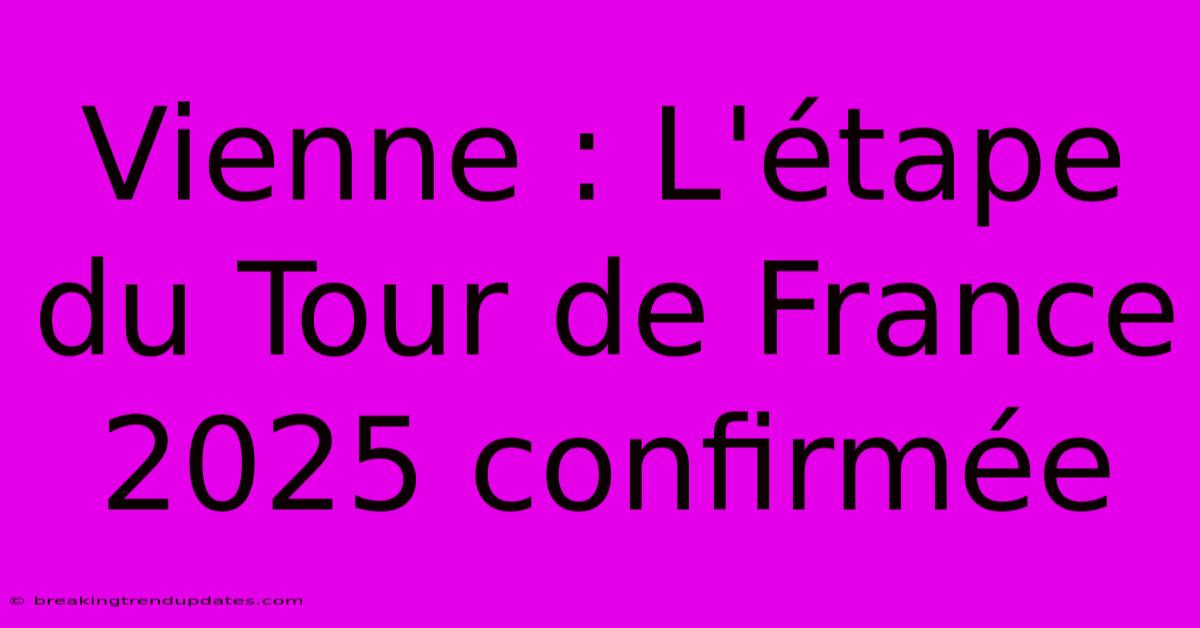 Vienne : L'étape Du Tour De France 2025 Confirmée