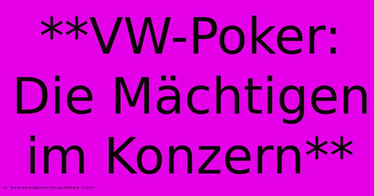 **VW-Poker: Die Mächtigen Im Konzern** 