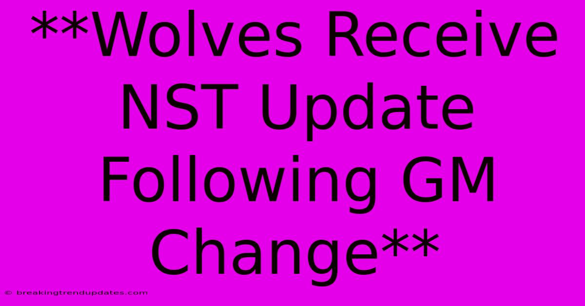 **Wolves Receive NST Update Following GM Change** **Wolves Receive NST Update Following GM Change**
