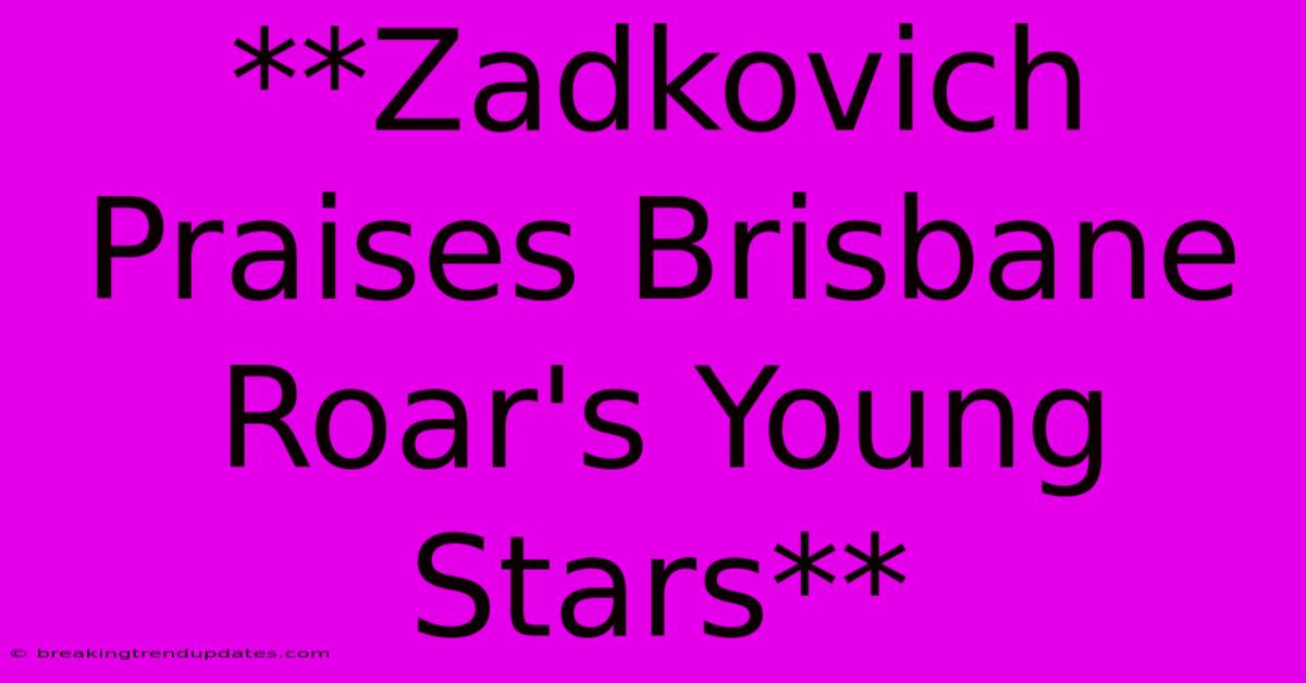 **Zadkovich Praises Brisbane Roar's Young Stars** **Zadkovich Praises Brisbane Roar's Young Stars**