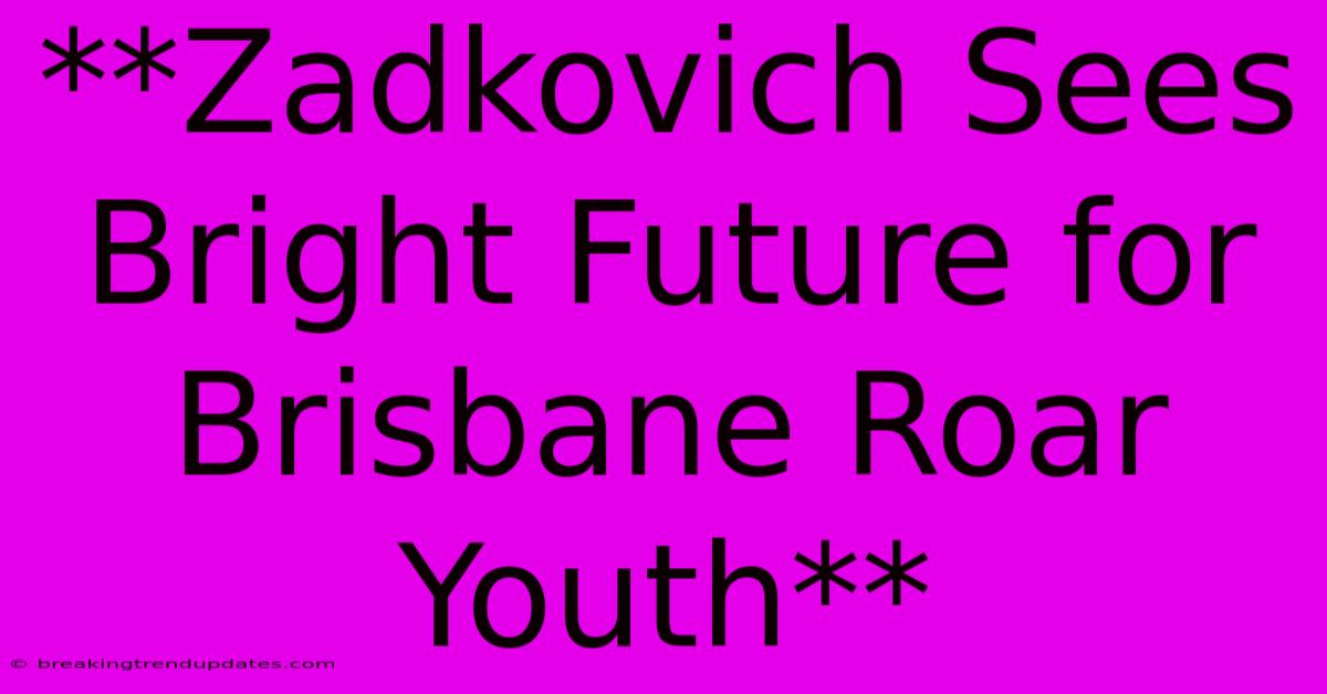 **Zadkovich Sees Bright Future For Brisbane Roar Youth** 