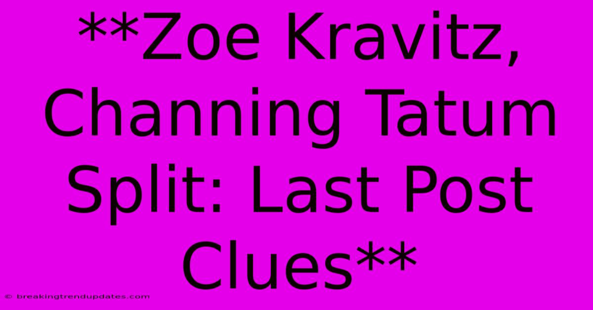 **Zoe Kravitz, Channing Tatum Split: Last Post Clues** 